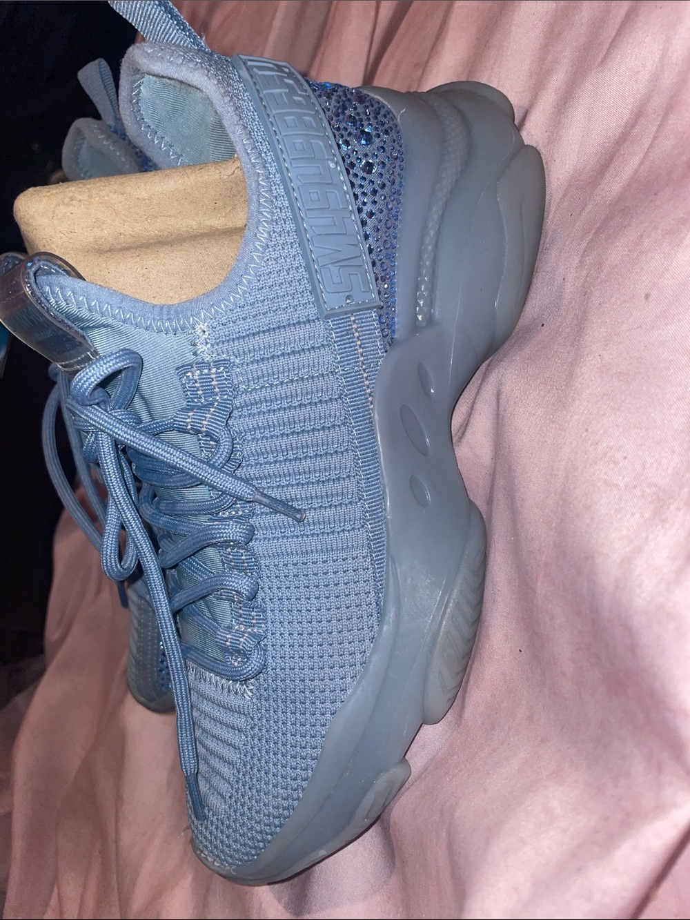 Steve Madden Light Blue Knit Lace-Up Sneakers